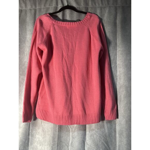 Koitmy Pink with heart Knitted Sweater Womens Long Sleeve Size L 100% Acrylic - Picture 2 of 2